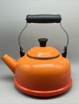 Creuset Enamel On Steel Classic Whistling Kettle Color Flame 1.7QT 1.6 Litres Used. Price: $39.95.