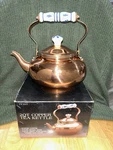 Vintage Tayee 2QT Copper Nickel Lined Tea Kettle Porcelain Handle & Knob (nos) New. Price: $62.50.