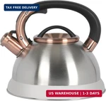 Mr. Coffee Flintshire 2.2 Quart Large Whistling Stainless Steel Tea Kettle - Bru New. Price: $50.71.