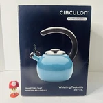 Circulon Enamel Steel 2 Quart Whistling Teakettle - Turquoise Blue New. Price: $34.99.