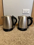 Rapid-boil Chefman Stainless Steel Electric Kettle, 1.7 Liter, 1500W, RJ11-17-V3 Used. Price: $21.99.