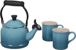 Creuset Enamel Steel Demi Kettle & Stoneware Of Mugs, 1.25 Qt.. Price: $89.99.
