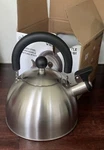 New Primula Stainless Steel Folding Handle 1.5QT Whistling Spout Tea Kettle Open. Price: $7.00.
