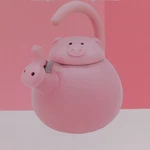 Supreme Novelty Enamel 1.2 Quart Stovetop Whistling Tea Kettle, Pink Piggy - New. Price: $89.95.