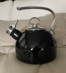 Chantal 1.8 Qt. Black Enamel-on-steel Classic Tea Kettle Onyx Used. Price: $54.00.