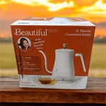 Beautiful 1L Corded Electric Kettle Gooseneck Spout Stainless Steel White Used. Price: $19.99.
