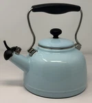 Chantal Stovetop Whistling Tea Kettle Vintage Series Light Blue Enameled Used. Price: $41.99.
