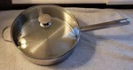 Wolfgang Puck 11" Chicken Fryer Frying Pan W/ Lid 18-10 Stainless Steel Used. Price: $25.00.