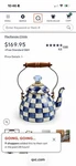 Mackenzie-childs Whistling Enamel Tea Kettle Blue/white Check 2 Qt New. Price: $130.00.