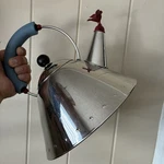 Alessi 9093 Michael Graves Kettle With Bird Whistle, Blue Handle Used. Price: $210.00.