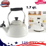 Creuset Enamel On Steel Whistling Tea Kettle, 1.7 Qt., White, Classic New. Price: $113.35.