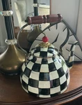 Mackenzie-childs 3-QT. Courtly Check Enamel Tea Kettle Euc Used. Price: $169.10.