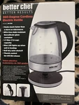 Better Chef IM-174B 1.7L Cordless Electric Kettle W/glass Container New. Price: $29.99.