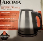 Aroma AWK-266SB 1 Cordless Electric Kettle Stainless Steel New. Price: $19.80.