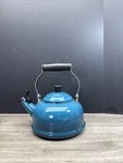 Creuset Enamel On Steel Classic Whistling Tea Kettle Pot - 1.7QT Ocean Used. Price: $34.99.