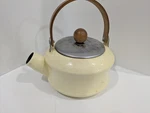 Copco Michael Lax Model 117 Enamel Tea Kettle In Beige Light Tan Color. Used. Price: $25.00.