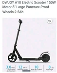 Dw Joy A10 150W Foldable Electric Scooter, Suitable For Kids. New In Box. Price: $126.60.
