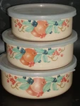 Vintage Corelle Coordinates Abundance 6 Pc Storage Bowl Set Enamel On Steel Nib New. Price: $54.00.