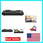 Compact 1500W Cast Iron Double Burner - Easy To Clean Hot Plate For Every Cook New. Price: $51.99.