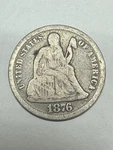 1876 Seated Liberty Dime Old Us Silver Coin Circulated 1800S. Price: $15.88.
