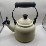 Creuset Demi Tea Kettle White Cream Ombr 1.25 Qt Damage Inside All Pics Used. Price: $11.95.