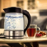 Megachef Glass And Stainless Steel Electric Tea Kettle, 1.8 Used. Price: $20.00.