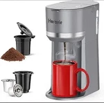 Horavie Mini Single Serve Coffee Maker For Cup Pods And 9.45 Inches, Gray Open. Price: $19.99.