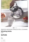 Princess House Heritage Stainless Steel Cookware Whistling Kettle 10365 New. Price: $165.00.