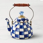 Mackenzie Childs 2 Quart Enamel Tea Kettle,royal Check New. Price: $104.99.