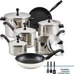 Farberware Classic Stainless Steel Cookware Pots And Pans Set, 15-PIECE,SILVER New. Price: $124.00.