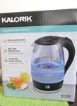 Kalorik 1.7 Liter Glass Water Tea Kettle With Blue Led In Orig. Box***. Price: $18.99.