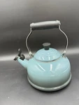Creuset Enamel On Steel Whistling Tea Kettle 1.7 Qt Azure Blue Classic Used. Price: $34.56.
