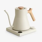 Fellow Stagg Ekg Pro Electric Kettle In Matte White With Maple Wood Handle, 0.9L Open. Price: $149.97.