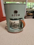 Haden Coffee Machine, 10 Cup Programmable Drip Maker, Turquoise & Chrome Used. Price: $60.00.
