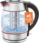 Chefman Glass Electric Kettle For Boiling Water, 1.8L 1500W, With Tea Infuser, New. Price: $71.60.