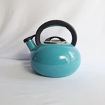 Circulon 2 Quart Whistling Tea Kettle Turquoise Blue Enamel Steel Flip Spout Used. Price: $20.81.