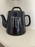 Rae Dunn, Matte Black Ceramic Tea Pot W/ Lid & Handle Used. Price: $25.00.
