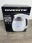 Ovente Electric Glass Kettle 1.5 Liter Bpa-free 1100W Auto Shut Off White KG83W Open. Price: $15.00.