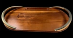 Nambe Loft Charcuterie Acacia Wood Brass Gold Alloy Handles Serving Tray Used. Price: $25.00.