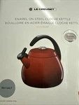 Creuset 2.2 Qt Sea Salt Enamel Steel Cloche Kettle With Whistle - Flame Used. Price: $32.50.