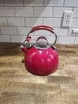 Kitchenaid 2 Quart Whistling Tea Kettle Pot Red Stainless Steel Enamel Used. Price: $24.00.