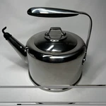 All Clad 2-QUART Tea Kettle Stainless Steel Cantalever Handle W/whistle Used. Price: $59.99.