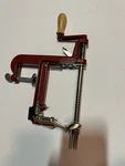Apple Peeler Slicer Corer Under Table Mount, Progressive, Red With Wood Handle Used. Price: $10.00.