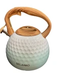 Kettle Belanko Stainless Steel Whistling Pot White And Soft Green Used. Price: $18.00.