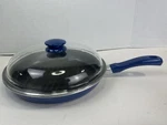 Blue Frying Skillet Pan Dome Glass Beka Lid Heavy Duty Used. Price: $24.95.