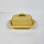 Chantal Mini Tiny Butter Dish Tray With Lid - Mustard Yellow Ceramic Kitchen Dec Used. Price: $24.99.