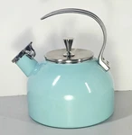 Kate Spade 2.5 Qt Lenox Turquoise Whistle While You Work Tea Kettle New York Used. Price: $21.95.