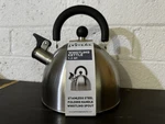 New Primula Stainless Steel Folding Handle 1.5QT Whistling Spout Tea Kettle Open. Price: $15.00.