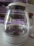 Ovente KG83W 1.6L Glass Cordless Electric Kettle, White 110-120V 900-1100W Open. Price: $16.00.