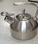 Chantal Stainless Steel Classic Tea Kettle 1.8 Qt. Harmonica Whistle SL37-19 Open. Price: $75.00.